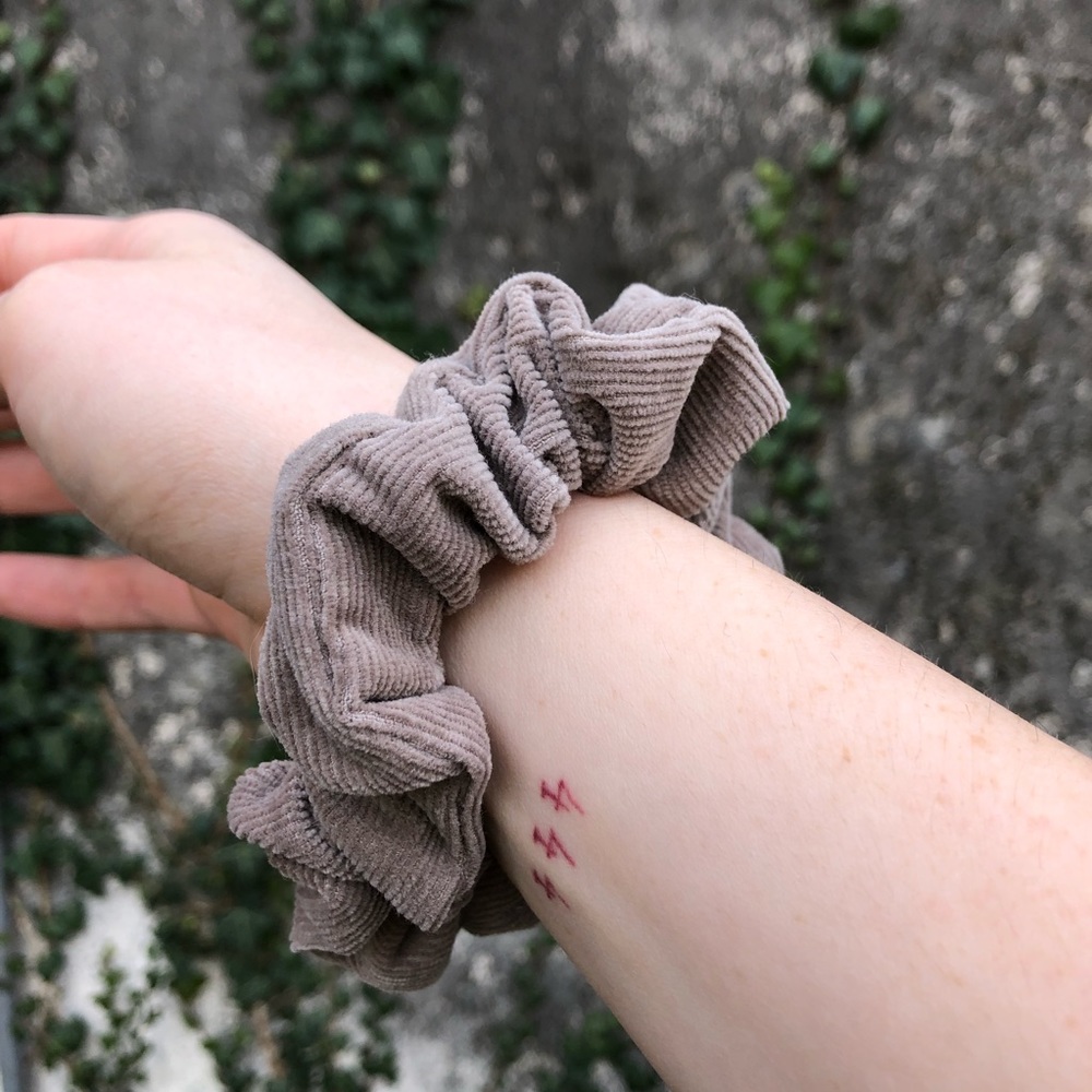 tan corduroy scrunchie